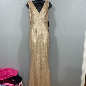 Lulu's Shimmering Gold Maxi Dress
